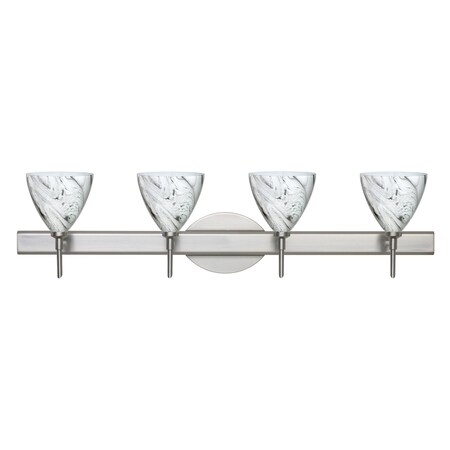 Besa Lighting Mia Vanity, Marble Grigio, Satin Nickel Finish, 4x5W LED 4SW-1779MG-LED-SN